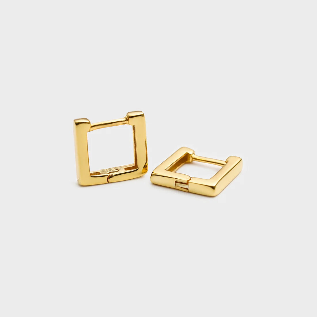 Small Square-Shaped Hoops
in Sterling Silver with Gold Plating